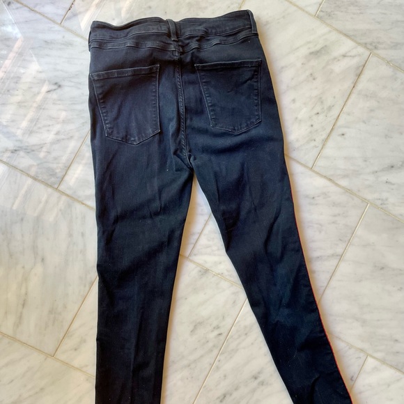 Zara Dark Wash Jeans with Red Velvet Stripe, Size 10 - Picture 4 of 4
